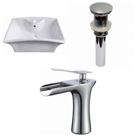 19.5-in. W Above Counter White Vessel Set For 1 Hole Center Faucet